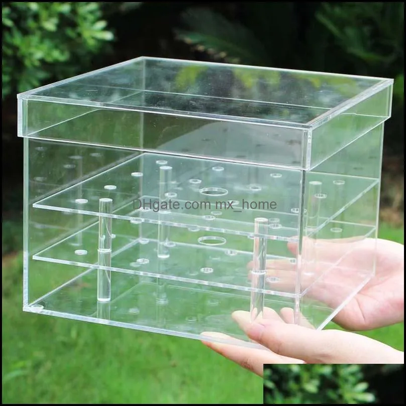 Luxury 16 Holes Clear Plastic Gift Acrylic Rose Flower Box With Lid Valentine Gift Box handmade acrylic