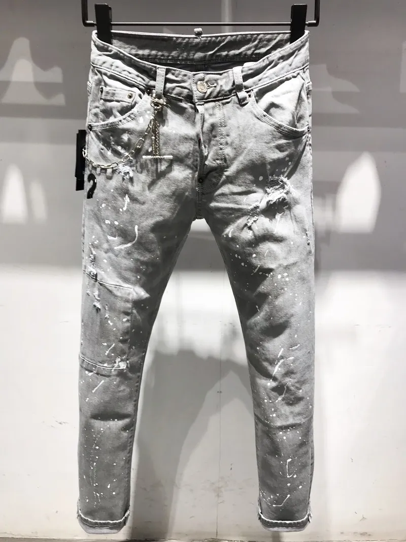 2020 Nytt märke av moderna europeiska och amerikanska mäns casual jeans, högkvalitativ tvätt, ren handslipning, kvalitetsoptimering L9618