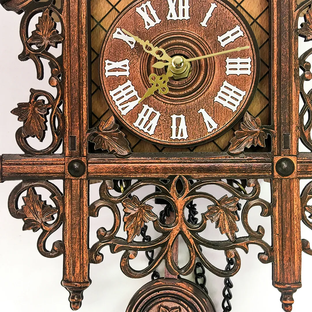 1pc Retro Vintage Wall Clock Hanging Handcraft Wooden Cuckoo Clock House Style Wall Clocks for Living Room Home Decoration