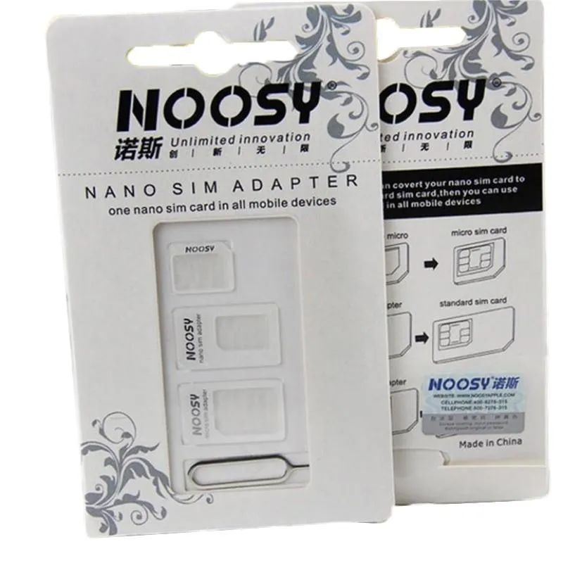 noosy 4-in-1-Nano-SIM-Karte auf Micro-Nano-Micro-auf-Mini-SIM-Adapter für Smartphone-Handy-SIM-Kartenadapter