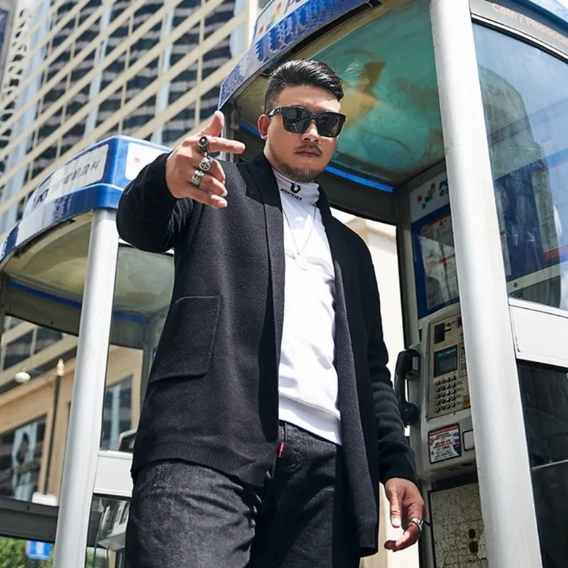 Mens Long Hooded Cardigan Autumn Knit Cardigan For Men, Big Tall