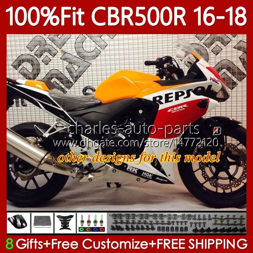 CBR500R CBR500RR Injection Molded Fairing Kit for 2024 HONDA CBR500 111No.2 Repsol Orange