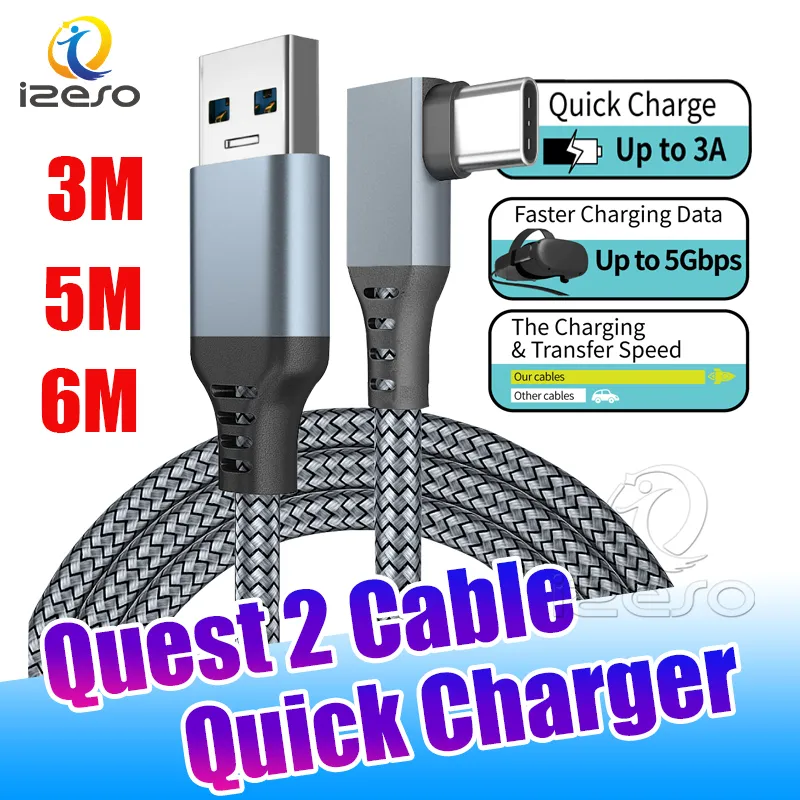 Quest 2 Link Cable 10ft 16ft 20ft USB 3.1 Quick Charge Cables For