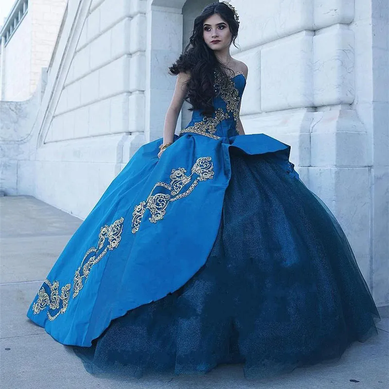 Royal Blue Sweet 16 Dresses Vestidos de Quinceanera Sweetheart Ball Gown Princess Prom Dress Princess Party Vestidos