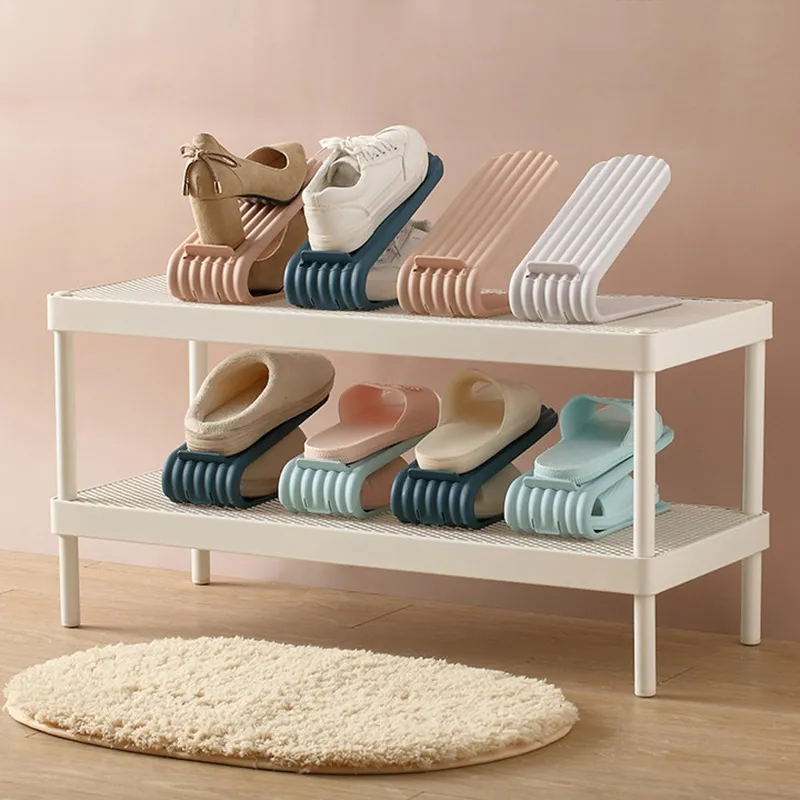 Home Use Shoe Racks Modern Double Cleaning Storage Shoes Rack Living Room Plastic Shoes Rack Double Layer Integrated Shoe Holder