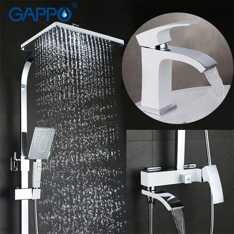 Gappo 수도꼭지 욕실 믹서 욕조 강우지 분지 수도꼭지 세트 샤워 시스템 Y03 LJ201212
