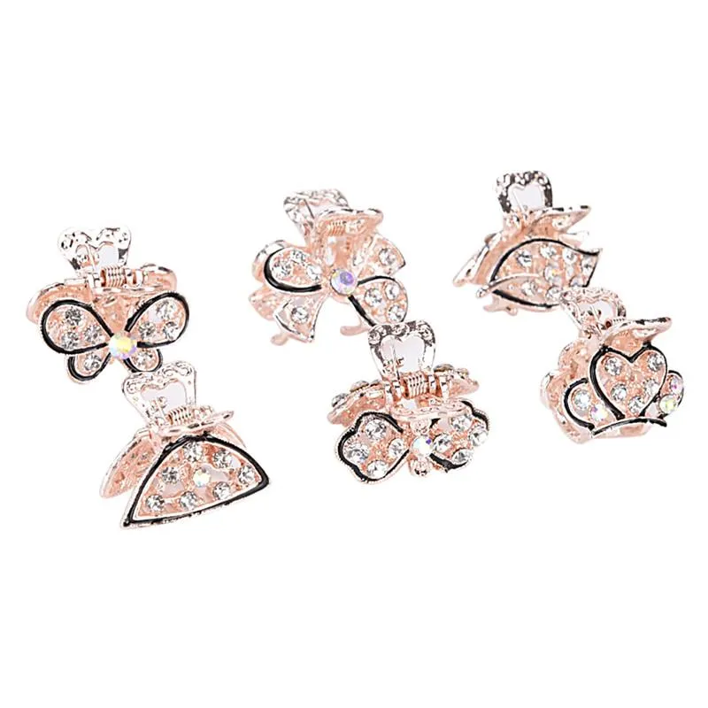 1 PC Butterfly Crystal Hair Clips Pins for Women Girls Vintage Headwear Redestone Barrette Jewelry Accessories272l