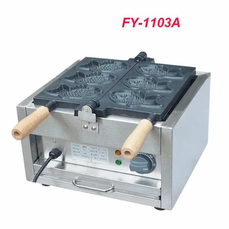 BROOD MAKERS 1 ST FY-1103A 110V / 220V Elektrische Een plaat 3 Fish Taiyaki Maker Machine Snapper met recept Wafel Baker