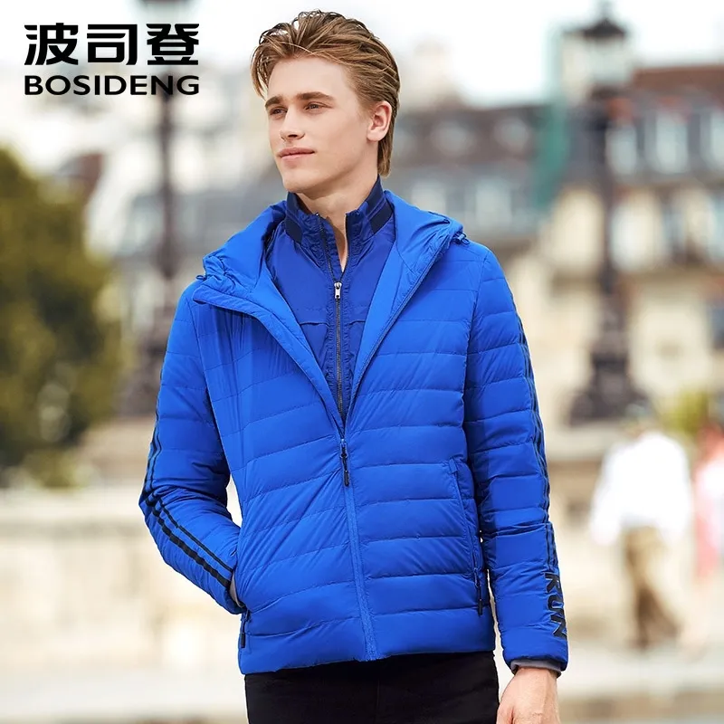 Bosideng Men's Down Jacket Lightweight Sports Fashion Fashion Afficée Couleur solide imperméable Hooded Outwear B70132005 201111