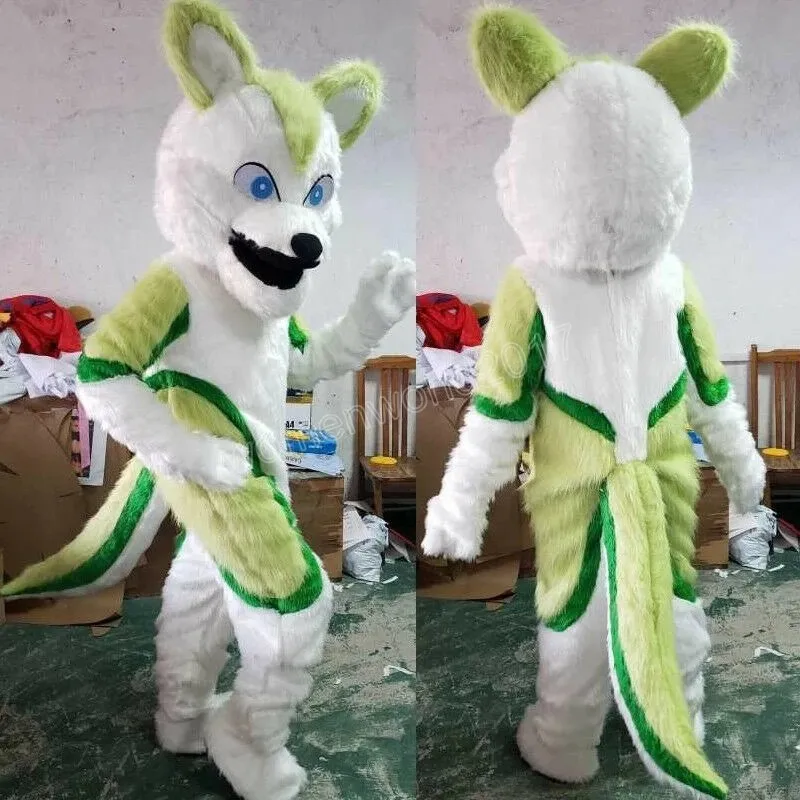 Halloween Green Husky cão mascote traje de alta qualidade personalizar desenhos animados anime tema caráter unisex adultos outfit natal carnaval fantasia vestido