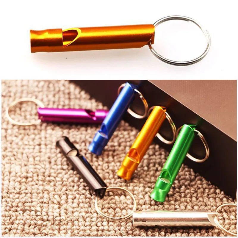 Mini Aluminium Whistle Keychain Hundar Training Keychain Whistle Outdoor Vandring Portable Survival Small Whistle Key Ring Skräddarsy