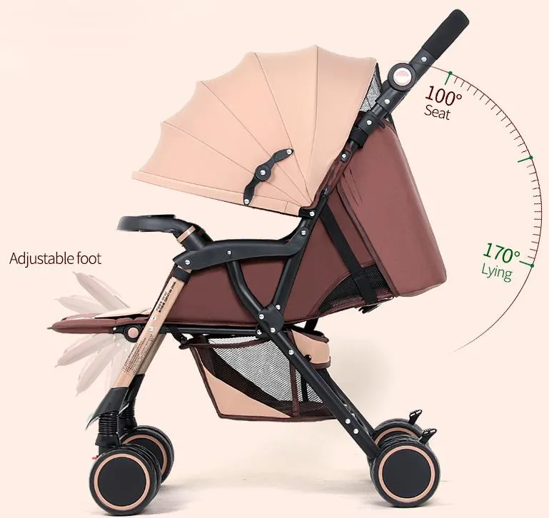 Bebaby stroller can sit lie down baby cart Lightweight folding four wheeled trolley absorber strollers