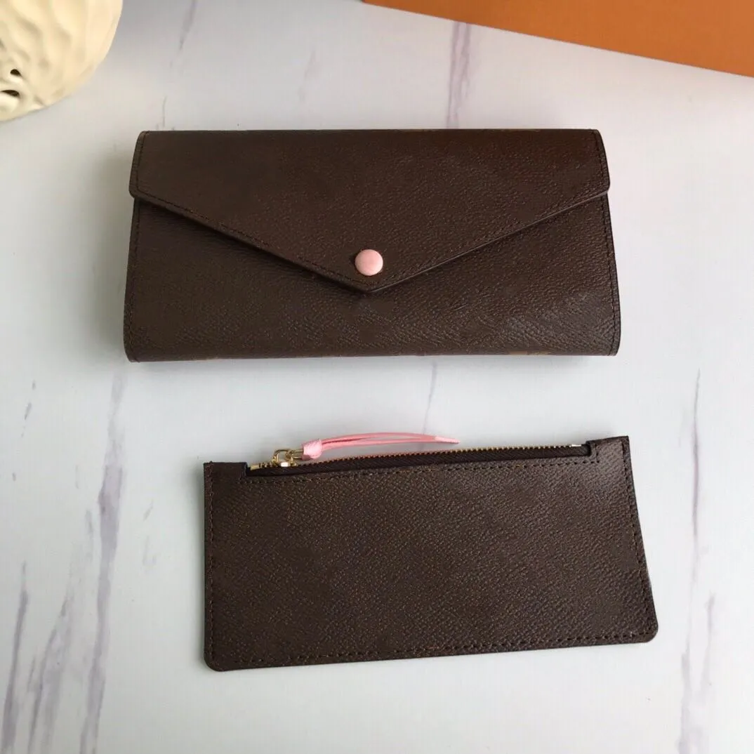 PORTEFEUILLE SARAH WALLET High Quality Women Classic Envelope-style Long Wallet Purse Credit Card With Gift Box M60708