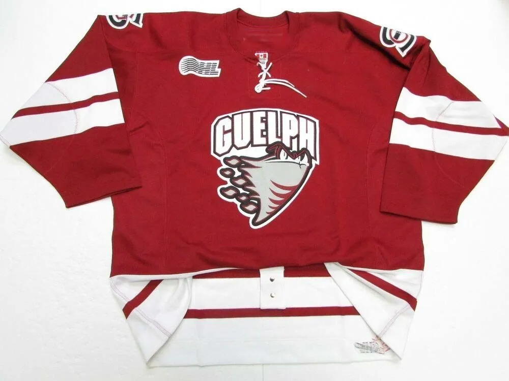 مخيط مخصص Guelph Storm OLL Harvard Hockey Jersey إضافة أي اسم رقم رجل أطفال جيرسي XS-5XL