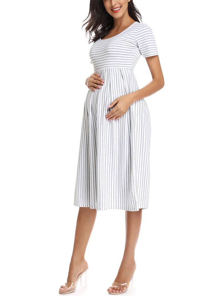 Vestidos De Maternidad Ropa De Embarazo Manga Corta Impresi n