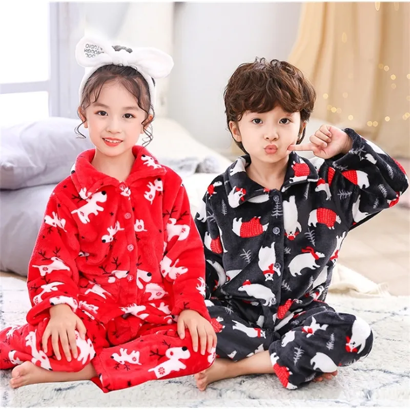 1 14 Años Niños Franela Pijamas Infantil Pijama Set Coral Fleece