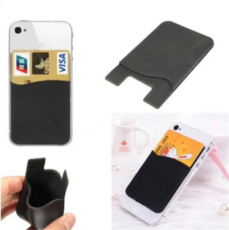 Universal 3M Glue Silicone Wallet Credit Card Cash Pocket Sticker Adhesive Holder Pouch Mobile Phone Gadget for iphone 12 mini 11 Pro Max