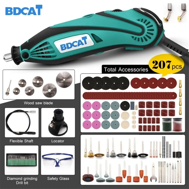 BDCAT 180W電気グラインダーツール小型ドリル研磨可変速度回転ツール207PCSの電動工具Dremelアクセサリー201225