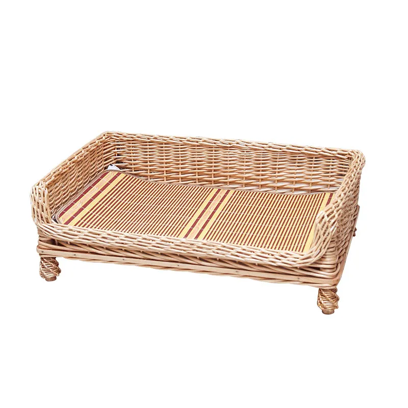 Lit pour chien en rotin amovible et lavable printemps et été tapis tapis chambre pour chien lit pour animal de compagnie chat maison Teddy grands, moyens et petits chiens 201126