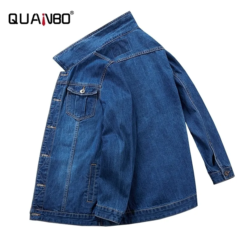 Quanbo stor storlek 6xl 7xl 8xl denim jacka ny höst vinter klassisk casual jeans jackor mode hip hop male streetwear fett 201124
