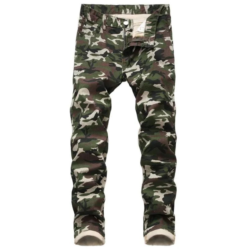 Jean homme Ropa Hombre Camouflage coupe ajustée homme pantalon en jean Hip Hop grande taille pantalon homme moulant