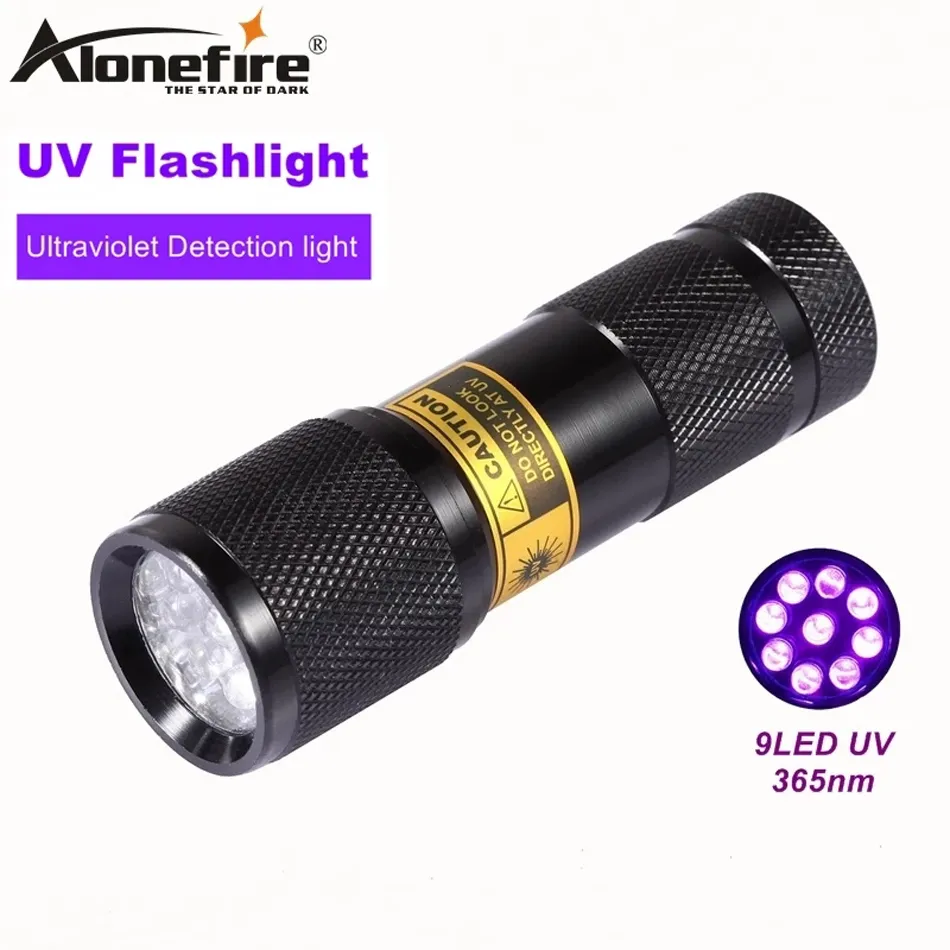 Mini Antorcha UV 9 Led luz negra 365nm