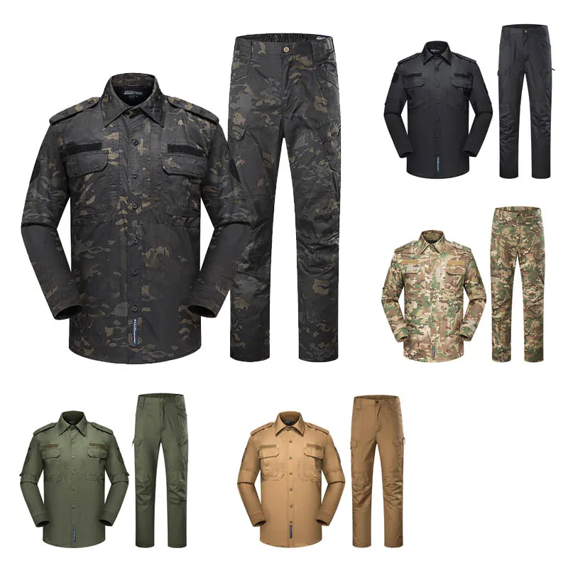 Jungle Hunting Woodland Shooting Gears Shirt Byxor Ställ Battle Dress Uniform Tactical Bdu Set Combat Kläder Kamouflage Kläder NO05-017