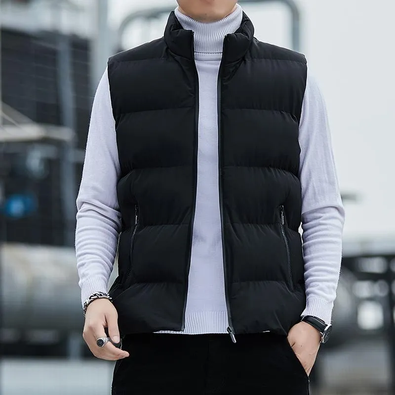 Men s Vests Sleeveless Jacket Down Cotton Vest Loose Large Size Plus Fat Warm Waistcoat Trend Men Winter