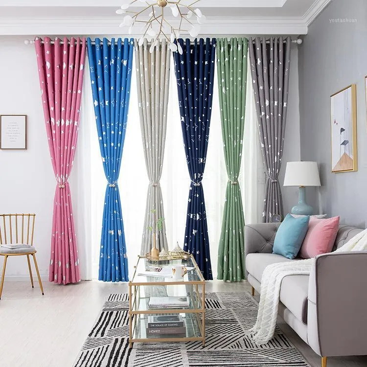 Drapes de cortina Estrella moderna de plateado simple con cortinas de sombreado de luna llena para el dormitorio de comedor vivo.1