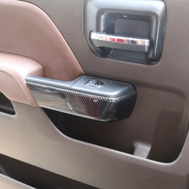 CheroCar Carbon Fiber Grain Door Handle & Tailgate Trim Covers For 2014-2018 Chevy Silverado – Stick-On Exterior Accents