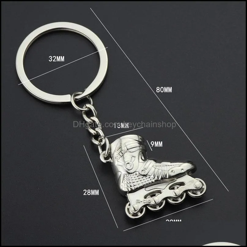 Keychains Creative gift cartoon ice skate roller skates metal keychain pendant rink promotional gifts multicolor