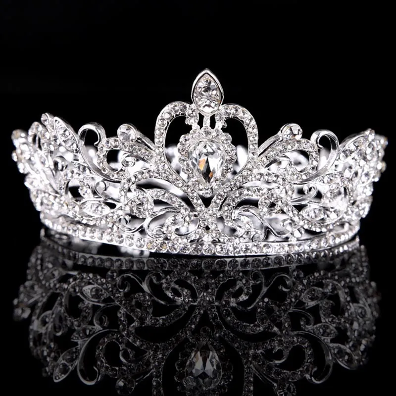 Forseven kvinnor full cirkel krona vintage kristall rhinestone tiara och kronor huvud smycken bruddiadem bröllop hår tillbehör j0121