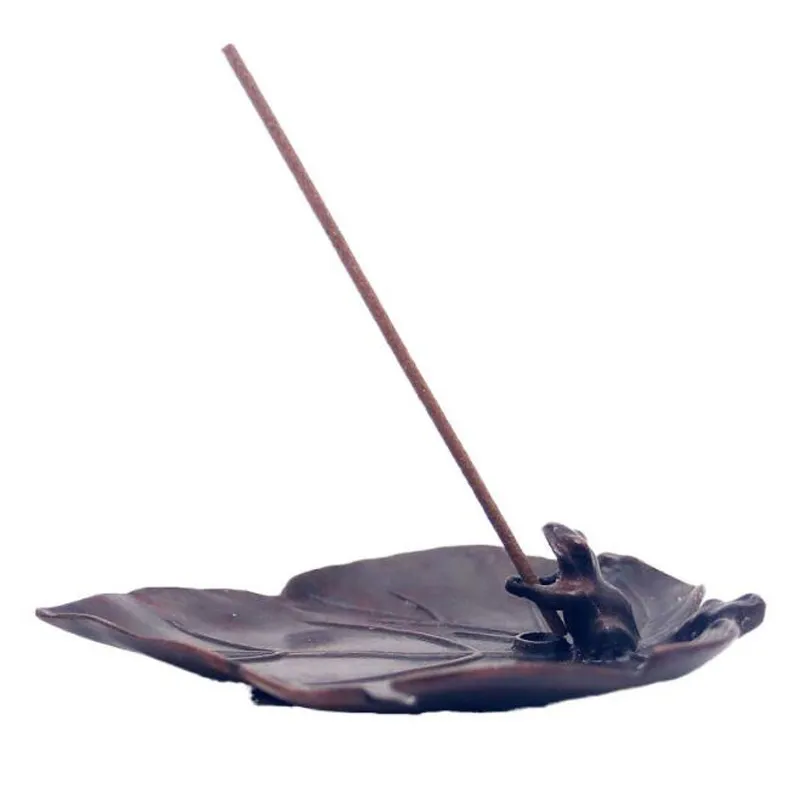 Japoński w stylu kadzidło Burner Uchwyt kadzidełka Antique Leaf Frog Base Decor Home Decor ZC3383