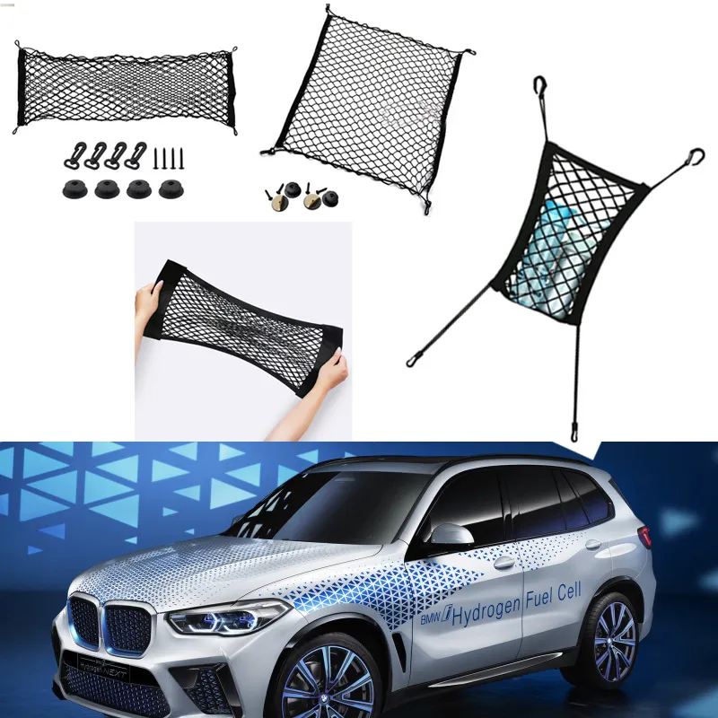 Pour BMW i Hydrogen NEXT modèle Auto voiture noir coffre arrière Cargo bagages organisateur stockage Nylon uni Vertical filet de siège