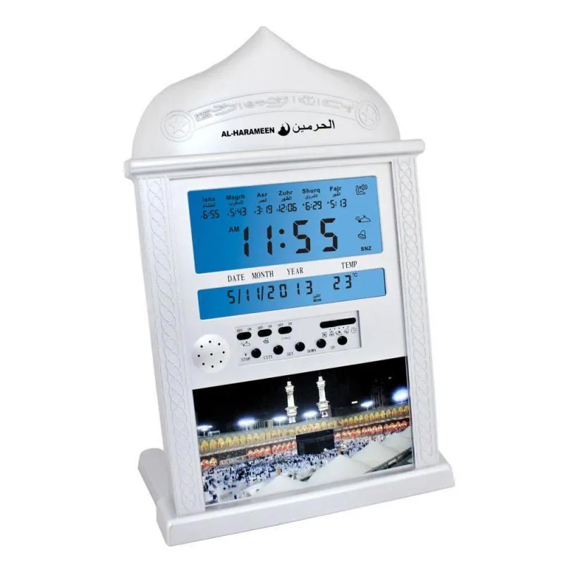 1pc Digital Home Azan Clock AZAN CLOCK DIGITAL Automatique Décor Islamique Table de prière musulmane Horloge Azan Réveils Musique Jouant LJ201204