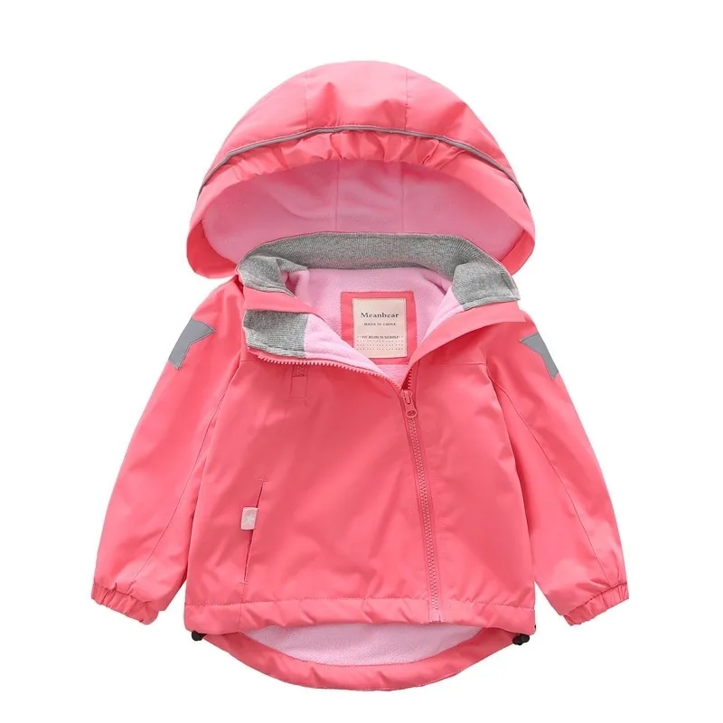 Новые весенне-осенние детские куртки верхняя одежда для маленьких девочек ветрозащитные водонепроницаемые двухэтажные флисовые куртки пальто LJ201126