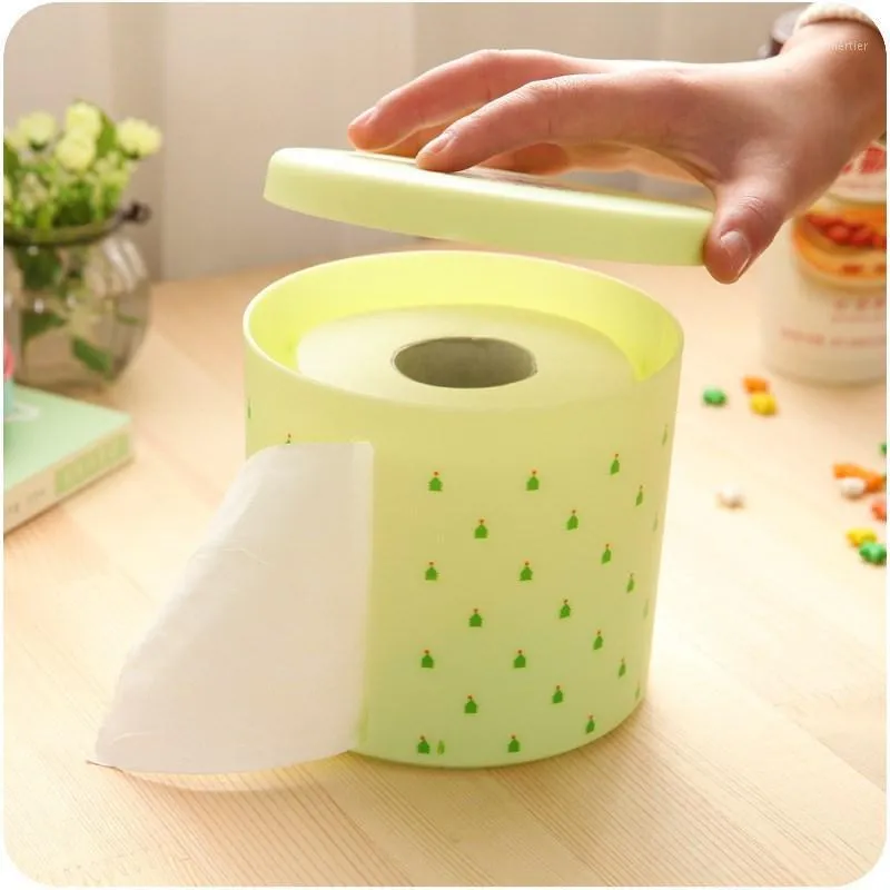 Tissue Boxes & Napkins Wholesale- Box Round Waterproof Plastic Toilet Paper Holder Large Dots Pattern Towel Rack Broader For Office Living R