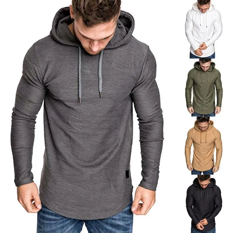 Men's Hoodies & Sweatshirts 2021 Fashion Men Autumn Winter Casual Tops Lightweight Long Sleeve Solid Color Pullover Hooded Sweatshirt Plus S