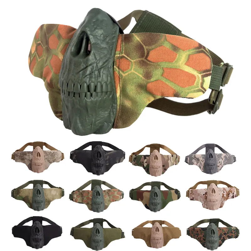 Açık Taktik Kafatası Maskesi Airsoft Atış Yüz Koruma Dişli Yarım Yüz No03-406