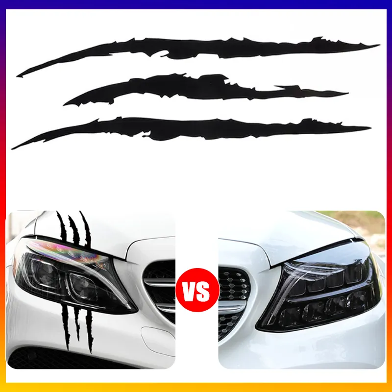 2pcs Car Stickers Reflective Monster Claw Marks Scratch Stripe