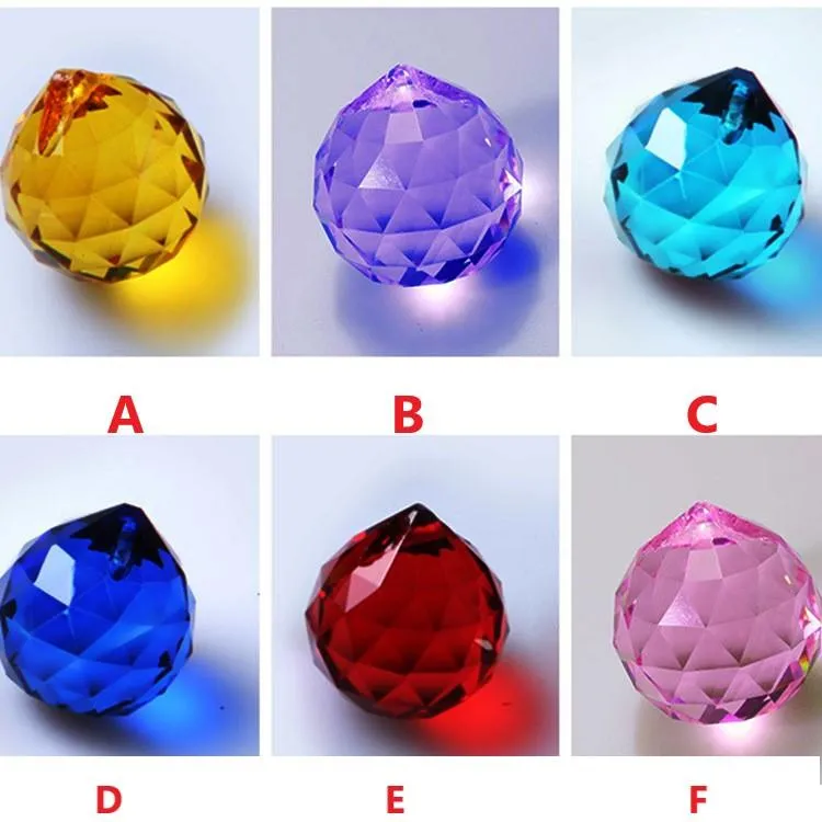 30mm Colorful Crystal Ball Prism crystal Rainbow Pendants Maker Hanging Crystals Prisms for Windows for Gift DH 5698