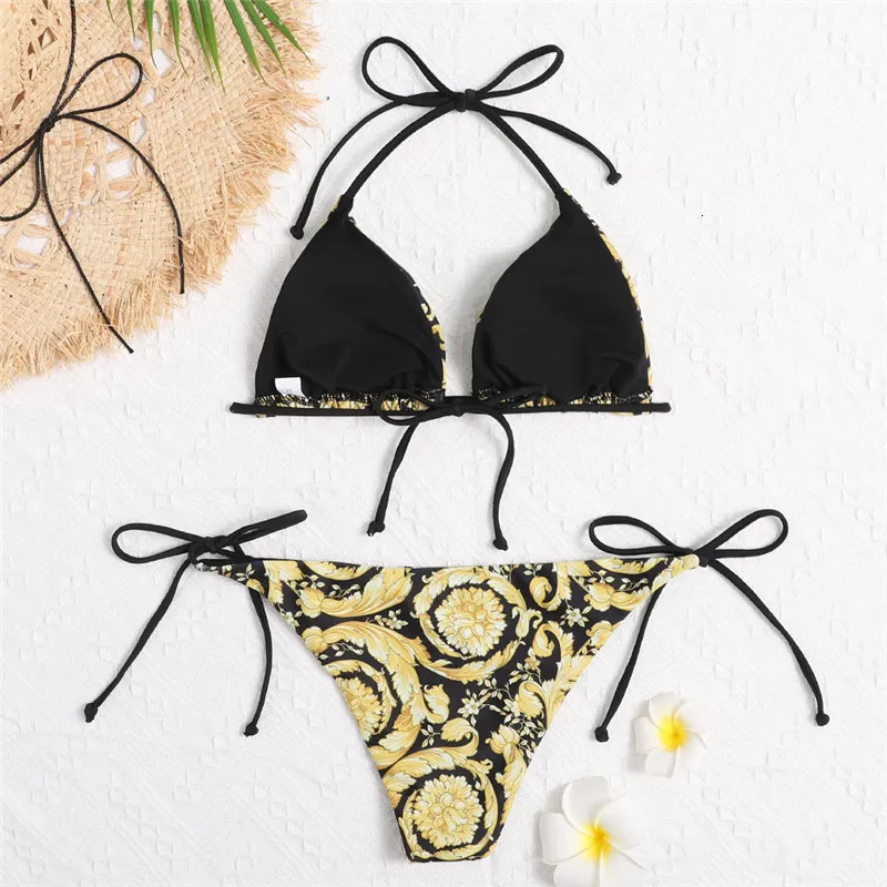 Circle Flowers Print Bikinis Designer Padded Women`s Push Up Swimwears Outdoor Beach Vacation Bandage Goddess Swimsuits