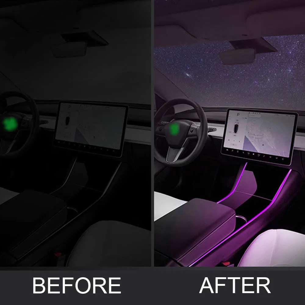 Tesla Model 3 Model Y Neon Işık Tüpleri RGB İç LED Strip Işıkları Uygulama Denetleyicisi 305B