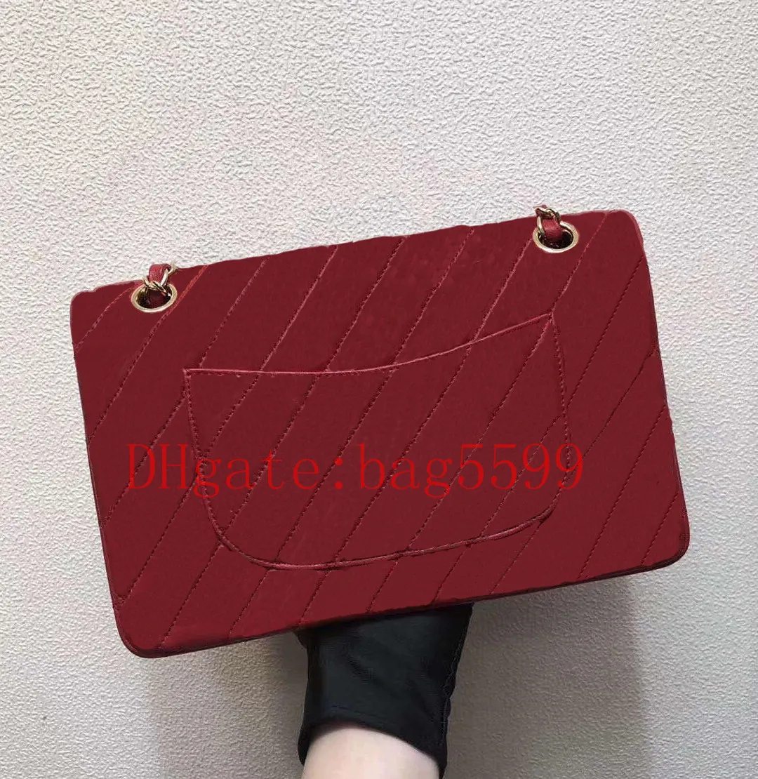 Designer-Handtasche, Schulter-Kettentasche, Clutch-Klappe, Tragetaschen, Geldbörse, Karo-Geldbörse, doppelte Buchstaben, solide Haspe, Taille, quadratische Streifen, Damen-Luxus-Handtaschen