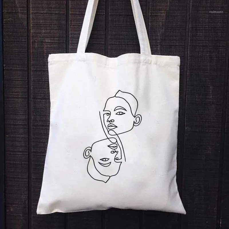 Simple Line Drawing Canvas Bag Tote Custom Print Text Daily Use Handbag Eco Ecologicas Reusable Recycle1 From Redmoonn, | DHgate.Com