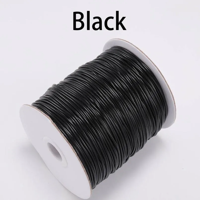 コードワイヤー10m/lot 1.0 1.5mm黒い白いワックスコットンスレッドコードストリングフィットビーズクラフトジュエリーメイキングWmtsuzのためのdiyネックレス