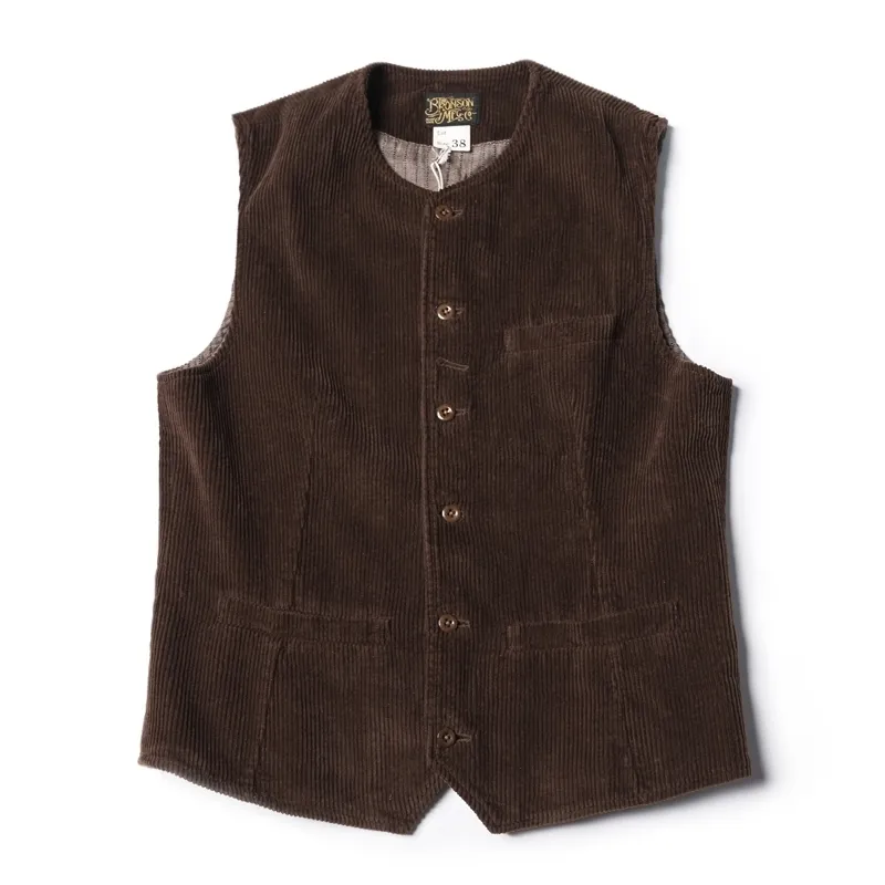 Bronson 1910s French Workwear Corduroy Vest Vintage Fintage Hunting Field Cords 201126