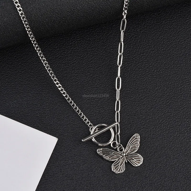Butterfly Ot Buckle Clasp Necklace, Ancient Silver Butterfly