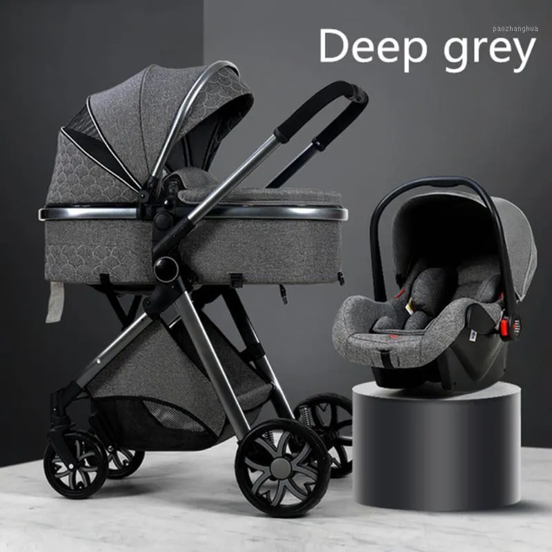 Strollers Multi functional 2 In 1 Baby Stroller High Landscape Can Sit Reclining Light Folding Two way Eggshell Design Stroller1