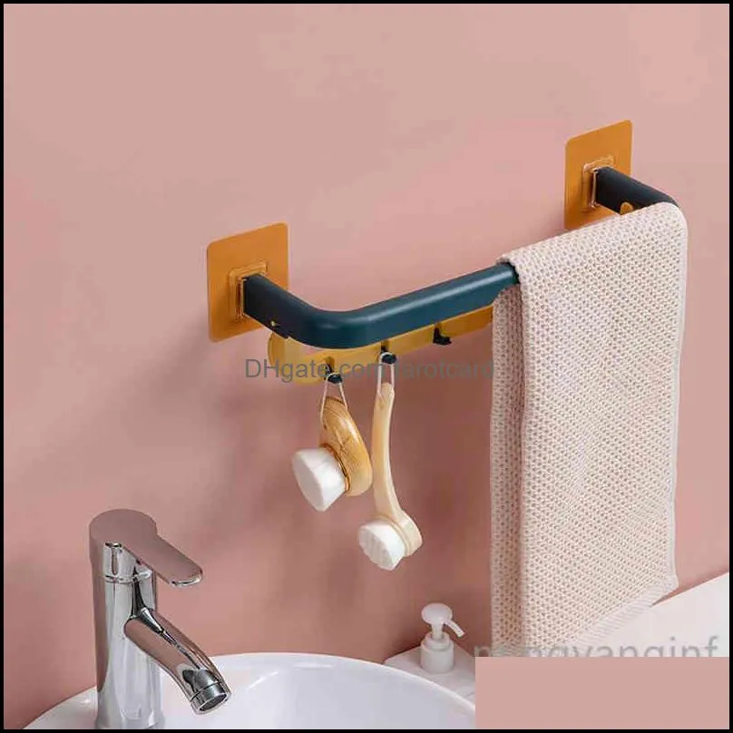 Towel Rack Bathroom Towels Bar Wall Mount Bars Self-Adhesive Kitchen Shower Room Accessories 2 layer collapsible MY-inf0212